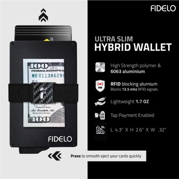 Fidelo Minimalist Wallet for Men- RFID Blocking Pop up Wallet Credit Card Holder - Picture 3 of 3